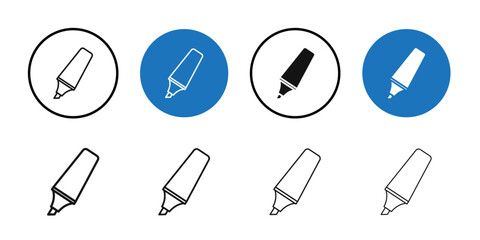 Highlighter icon Black line art vector logo set