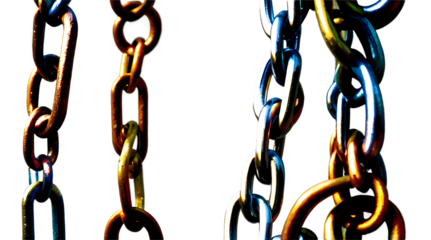 3d metal chain rendre with transparent background saved as PNG .	
