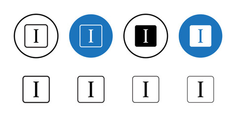 Italic button icon Black line art vector logo set