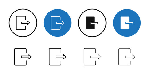 Log out icon Black line art vector logo set