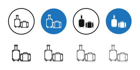 Luggage icon Black line art vector logo set