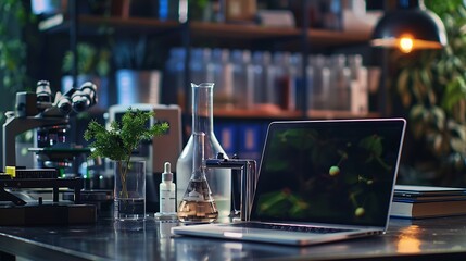 A laptop and a modern scientific device sitting side by side