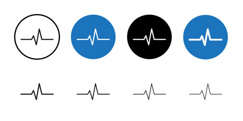 Pulse icon Black line art vector logo set