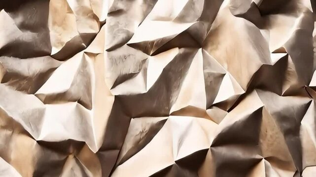 Crumpled paper background 4k with visible creases and folds, illuminated by soft lighting, great for adding raw, tactile details to graphic designs