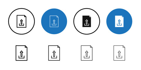 Upload icon Black line art vector logo set
