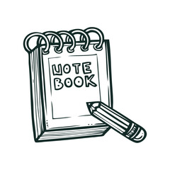 notebook icon illustration pencil drawing style