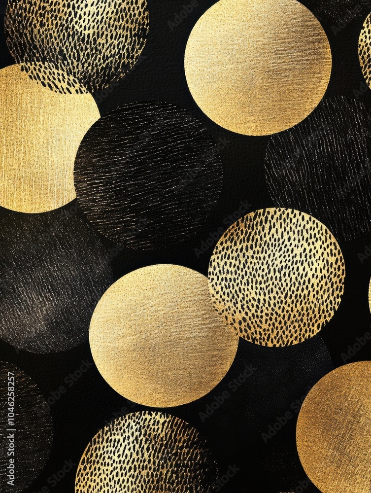Poster stylish black and gold circular patterns combine texture and elegance, ideal for enhancing modern in