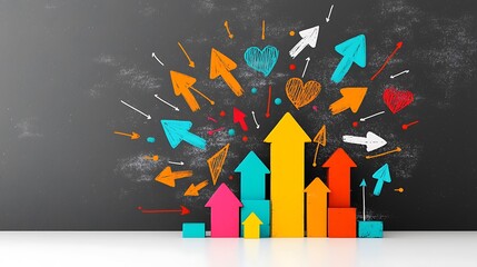 Collection of vector arrows and scribbles with a chalkboard and hand-drawn feel