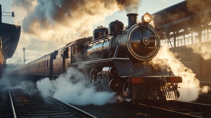 Steam Locomotive Leaving the Station