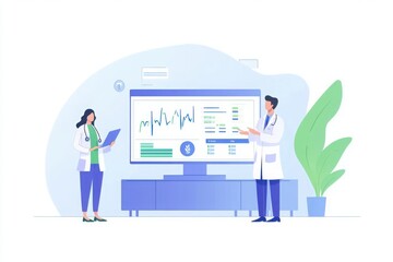 Doctors analyzing medical data on a digital dashboard