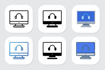 headphones icons with various design styles