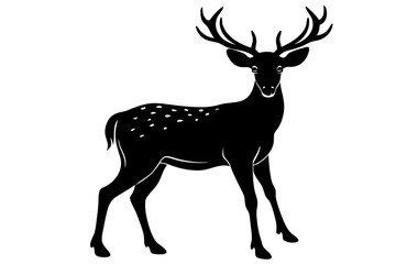 Deer silhouette, black deer icon vector, reindeer silhouette vector illustration