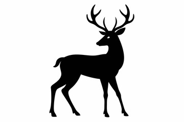 Deer silhouette, black deer icon vector, reindeer silhouette vector illustration