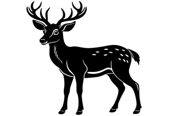 Deer silhouette, black deer icon vector, reindeer silhouette vector illustration