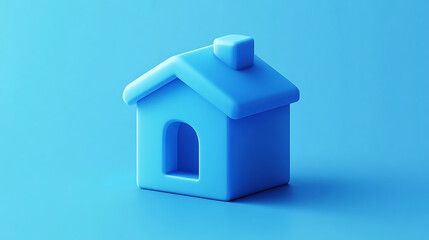 3D minimal modern home icon is a 3D blue house symbol for homepage or home button symbol for web design and mobile interfaces
