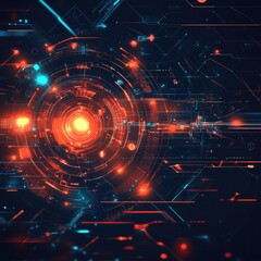 Obraz premium Abstract digital technology background with bright glowing elements and intricate patterns, creating a futuristic atmosphere.