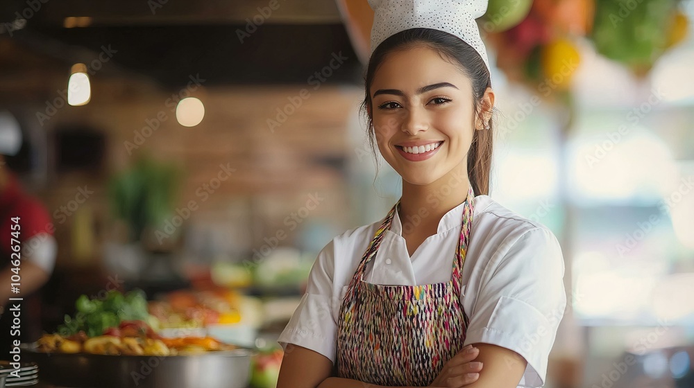 Wall mural Young Mexican Female Chef