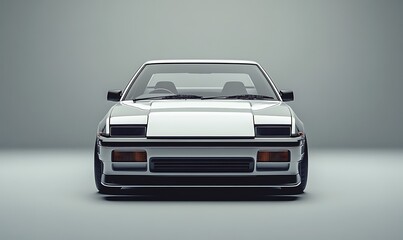 A sleek, vintage sports car showcased in a minimalist studio setting.