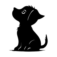 Cute Puppy Silhouette Sitting Illustration