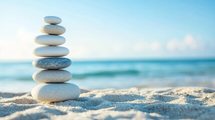 Fototapeta premium Balance stones on the beach. 