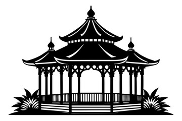  pavilion  silhouette vector, white background