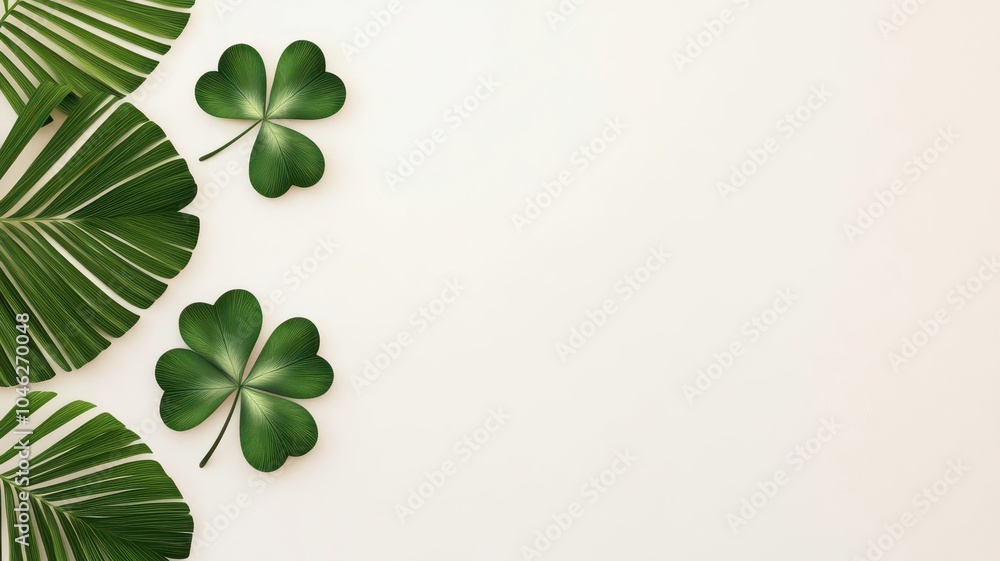 Poster simple clover leaf patterns, minimalist and modern botanical design