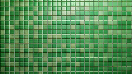 Fototapeta premium Green square tile wall providing a long shot perspective
