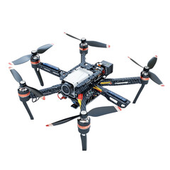 Detailed 3D Drone with Propellers Isolated on White Background