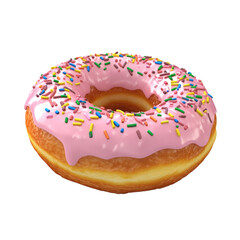 3D Pink Frosted Donut with Colorful Sprinkles