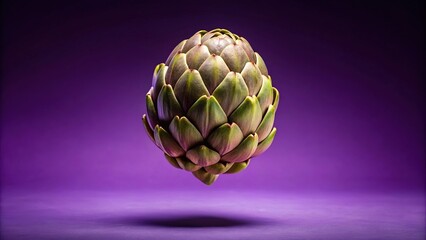 Fototapeta premium levitating ripe artichoke with violet background Panoramic