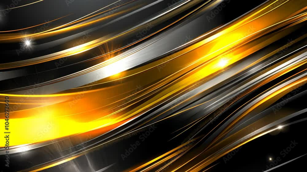 Poster abstract black and gold lines create a dynamic background with glowing highlights