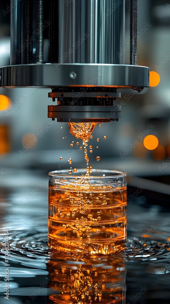 Poster 3d printed water filter components in a smart factory environment highlighting iot technology and in