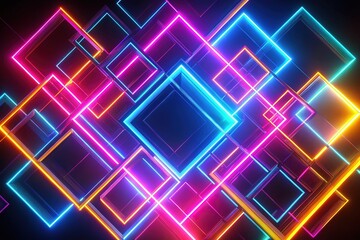 Bright neon squares rhythmically move across lines on a black background, producing a lively visual effect that enhances modern design projects and captivating graphics.