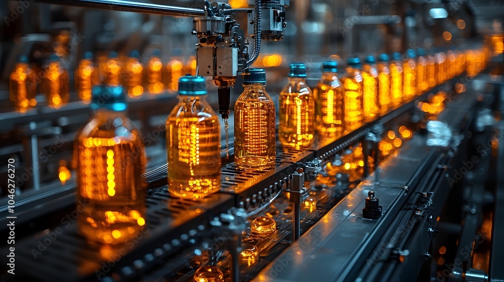Poster fully automated smart water filter production line with visible iot sensors for efficient and sustai