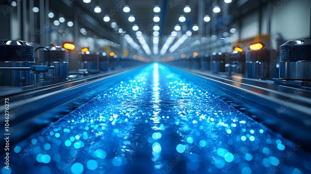 Aufkleber fully automated water filter production line in smart manufacturing facility with visible iot sensor