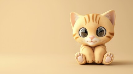 Fototapeta premium Moe Moment: 3D Kitten in a Pure Wonderland