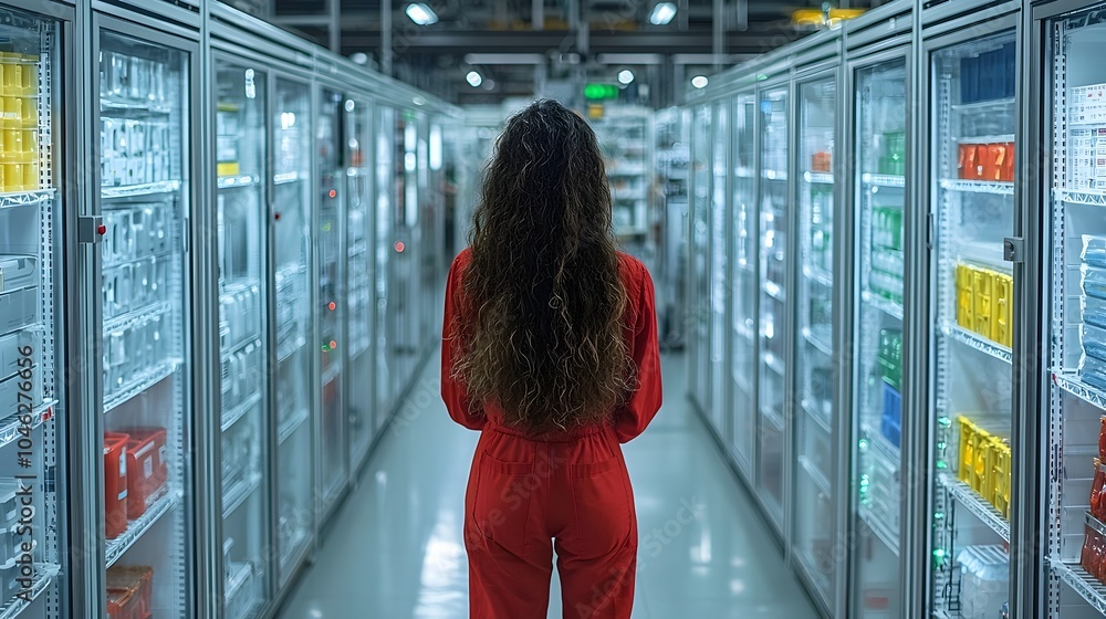 Poster cutting edge smart manufacturing facility focused on highly efficient refrigerator production showca