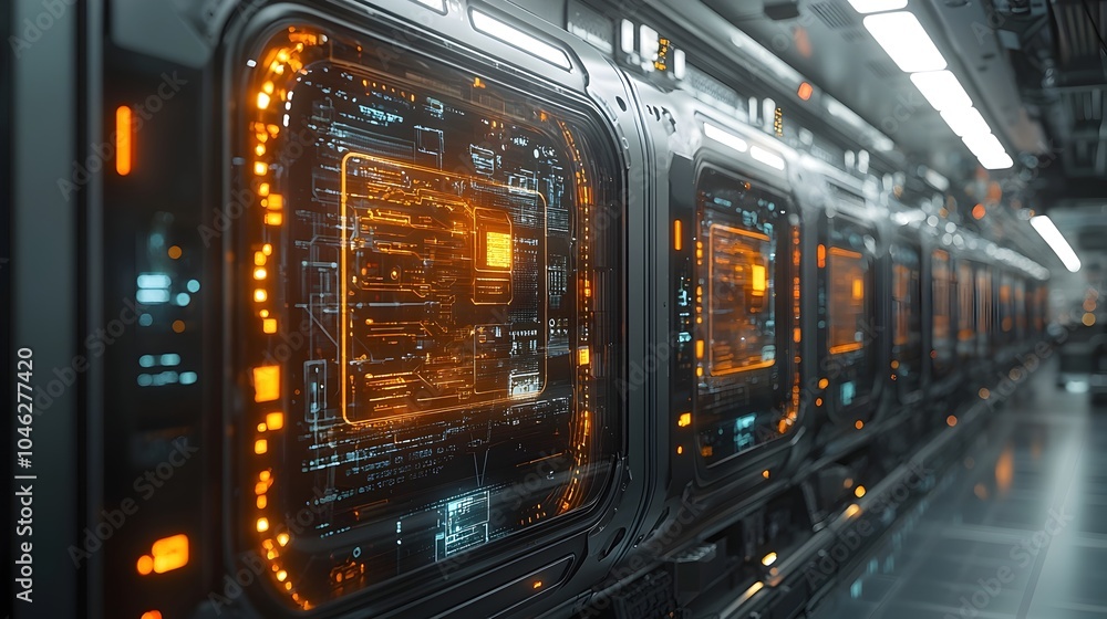 Poster futuristic smart manufacturing environment featuring advanced robotic systems and iot for the assemb