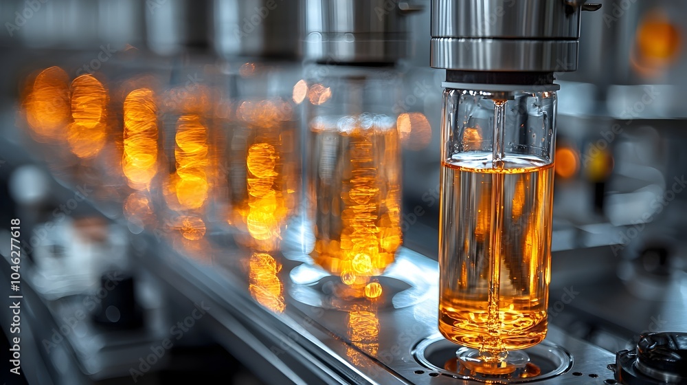 Poster automated water filter manufacturing process on a smart high tech production line with integrated ch