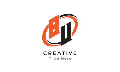 Fototapeta premium BU creative letter logo with circle area. Initial letter BU linked circle uppercase monogram logo. BU initial letter logo vector design.