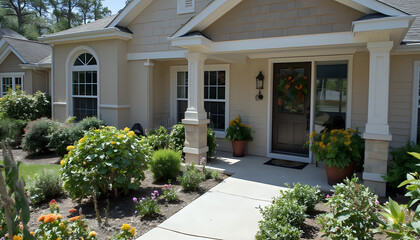 Fototapeta premium Beautiful suburban house with a well-manicured garden