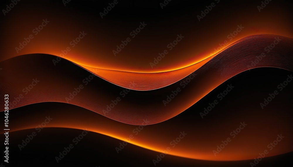 Poster abstract golden waves on a black background with dynamic motion 603