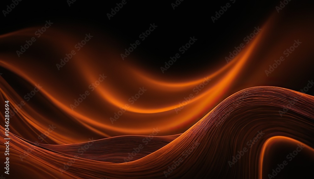Poster abstract golden waves on a black background with dynamic motion 602