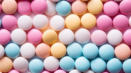 Fototapeta premium top view background of colorful small sweet candies