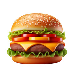 3D Burger Icon isolated on white background