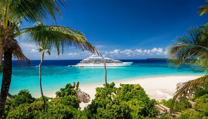 Naklejka premium Cruise ships are equipped with luxurious amenities. 