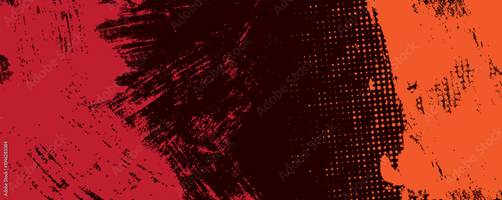 Poster retro poster vector design of grunge background vector with dot circle halftone pattern in horizonta