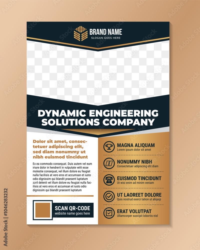 Poster dynamic technology engineering solutions company design template. promotion vertical web banner for 