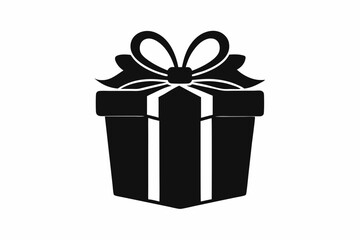Christmas gift box with ribbon, Gift box icon Silhouette vector illustration