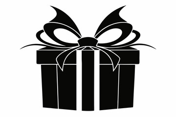 Christmas gift box with ribbon, Gift box icon Silhouette vector illustration